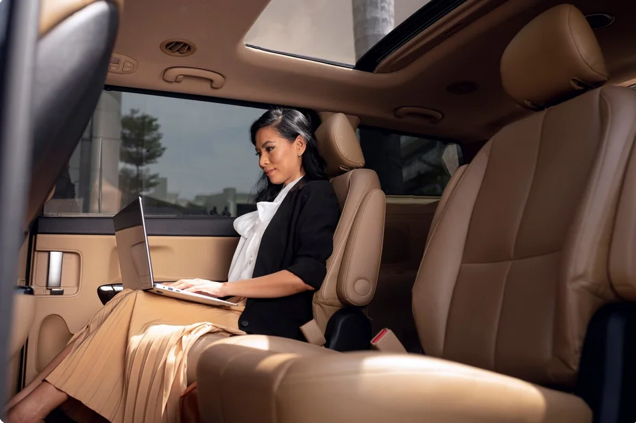 Business Women Sitting Limousine